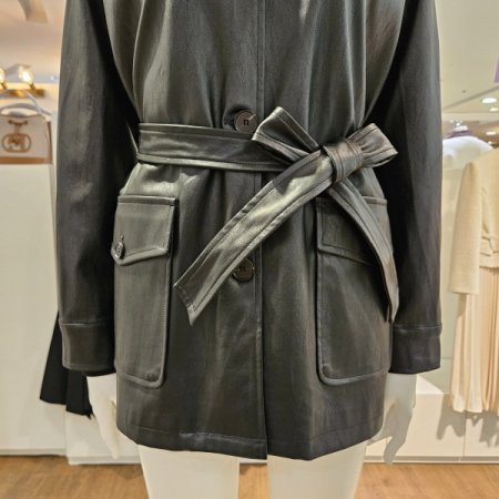 벨티드중기장레더자켓