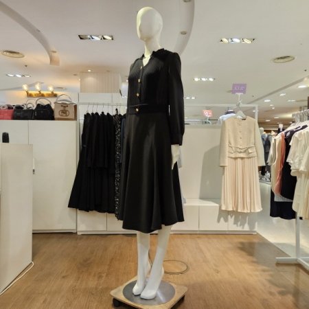 니트배색플레어원피스