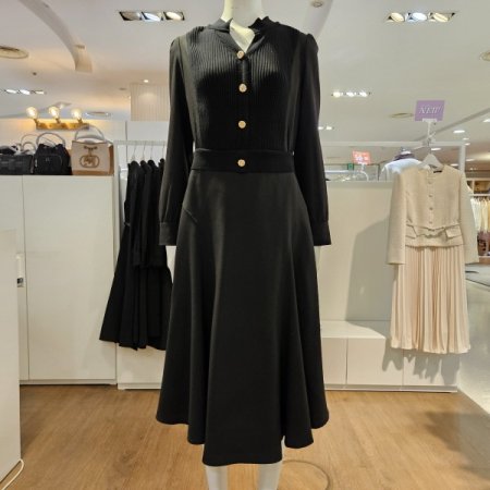 니트배색플레어원피스