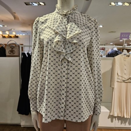 하이넥러플패턴블라우스