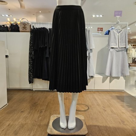 스팽글주름스커트