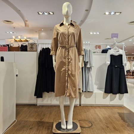 옵션벨트포켓자수셔츠원피스
