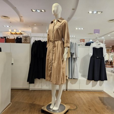 옵션벨트포켓자수셔츠원피스