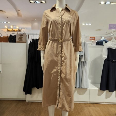 옵션벨트포켓자수셔츠원피스