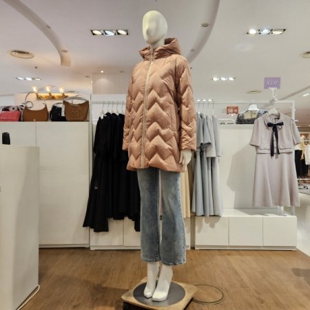 미센스 중기장후드중경량덕다운점퍼