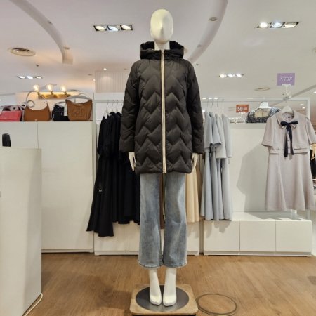 미센스 중기장후드중경량덕다운점퍼