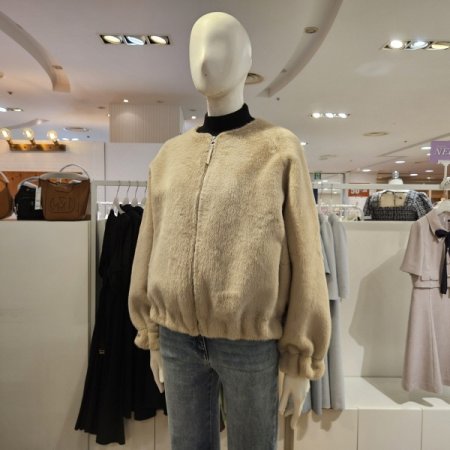 라운드넥인조밍크점퍼