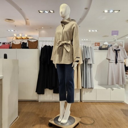 체크솔리드중기장코트