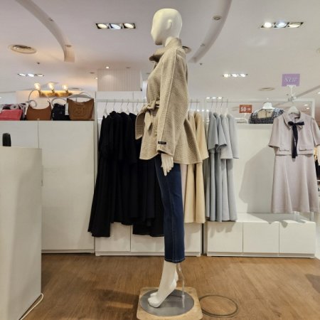 체크솔리드중기장코트