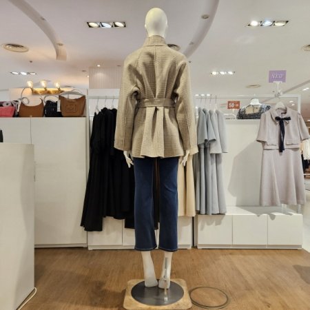 체크솔리드중기장코트