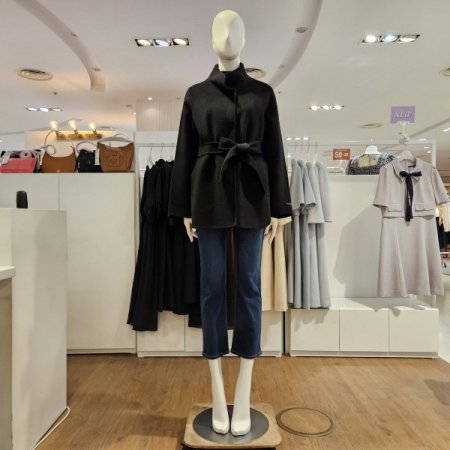 체크솔리드중기장코트