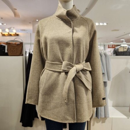 체크솔리드중기장코트