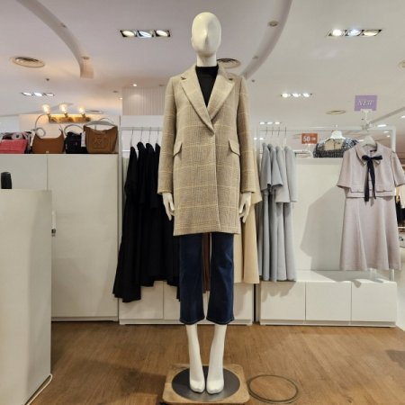 핀체크중기장코트