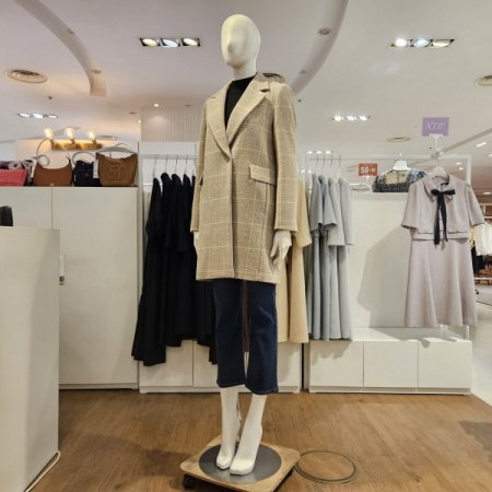 핀체크중기장코트