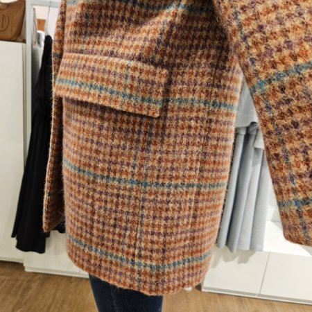 체크알파카중기장코트