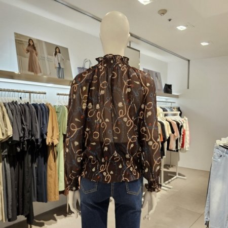 프린트스모킹블라우스