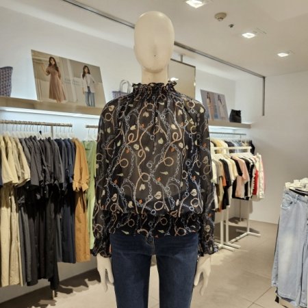 프린트스모킹블라우스