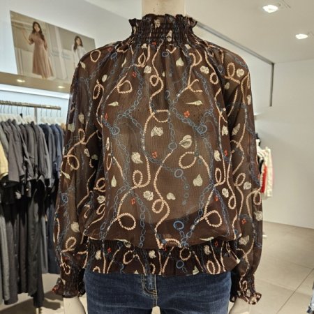 프린트스모킹블라우스