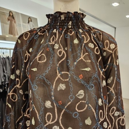 프린트스모킹블라우스