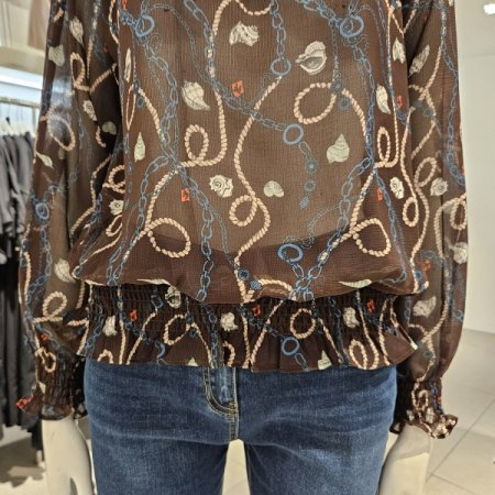 프린트스모킹블라우스