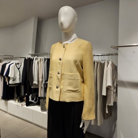 팬시라운드넥소매배색자켓