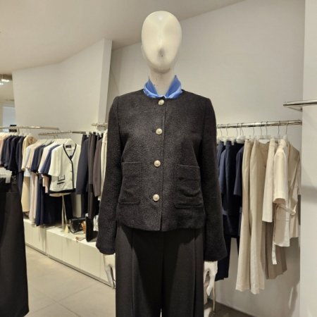 팬시라운드넥소매배색자켓