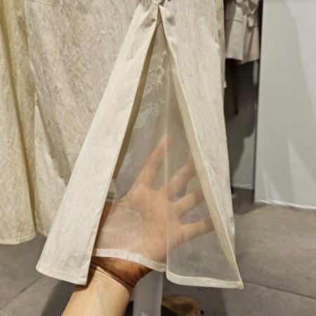 오간자배색플레어스커트