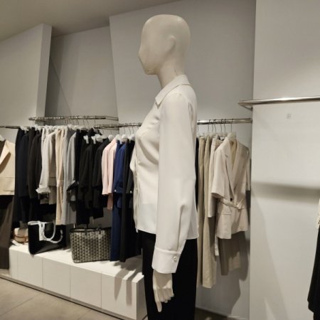 사선여밈셔츠카라블라우스