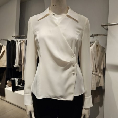 사선여밈셔츠카라블라우스