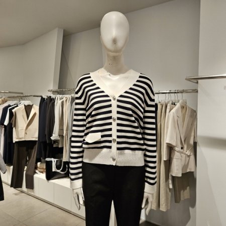 스트라이프V넥가디건