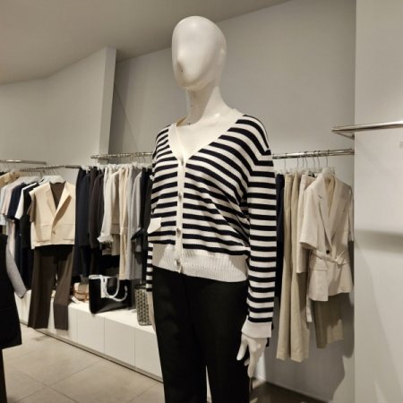 스트라이프V넥가디건