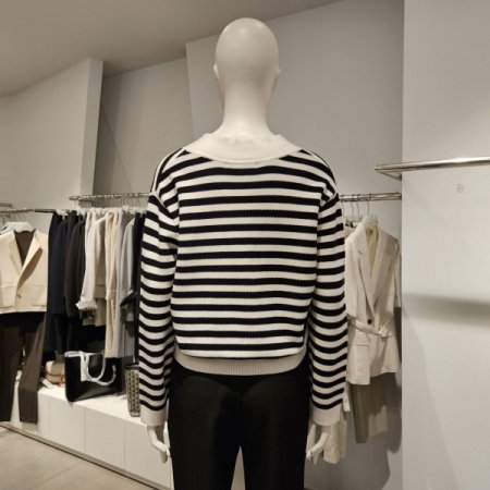 스트라이프V넥가디건