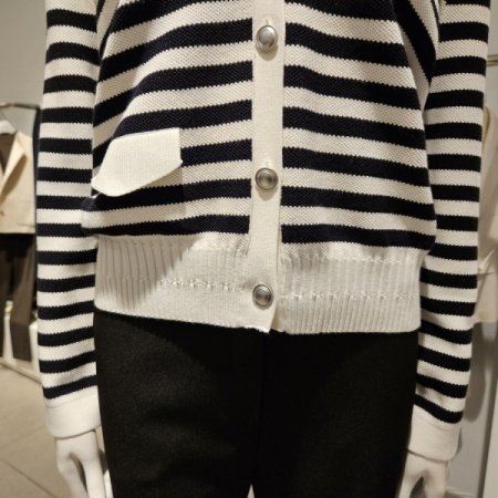 스트라이프V넥가디건