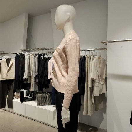 금장체인V넥가디건