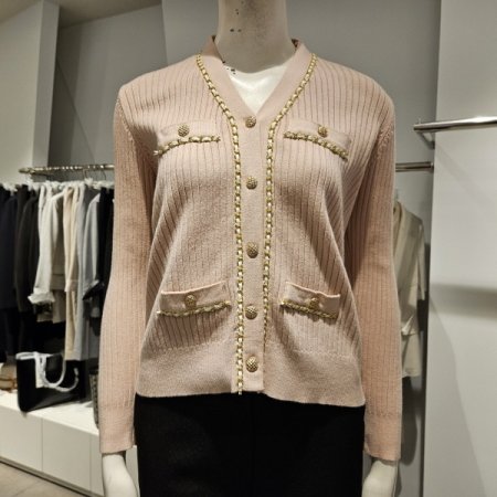 금장체인V넥가디건