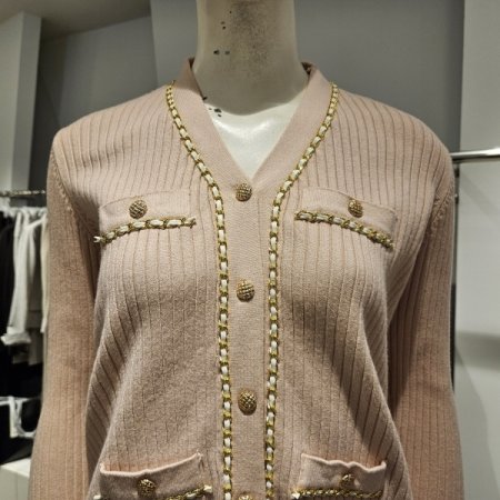 금장체인V넥가디건