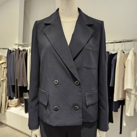 소매미까시배색더블자켓