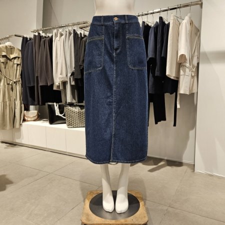 포켓뒷밴딩A라인데님스커트