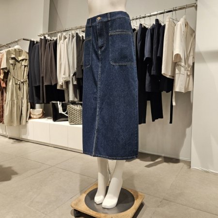 포켓뒷밴딩A라인데님스커트