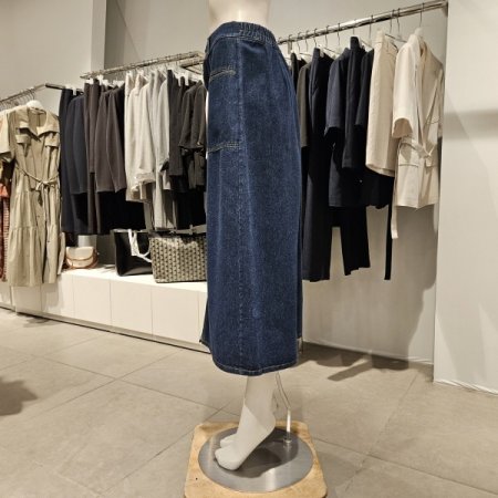 포켓뒷밴딩A라인데님스커트