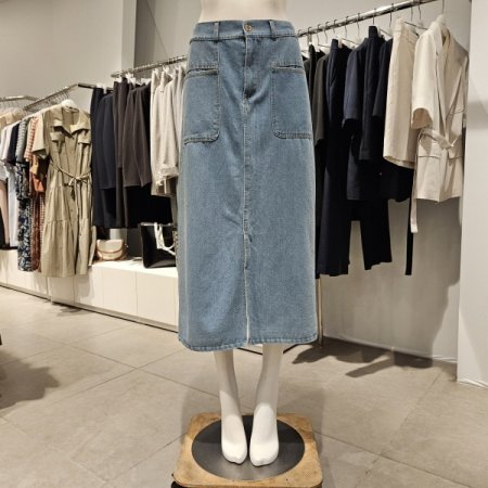 포켓뒷밴딩A라인데님스커트