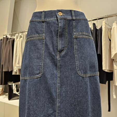 포켓뒷밴딩A라인데님스커트