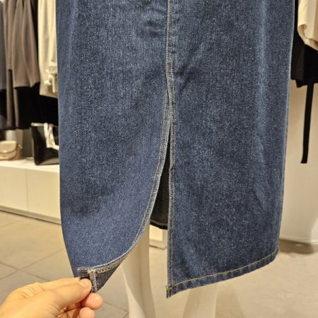 포켓뒷밴딩A라인데님스커트