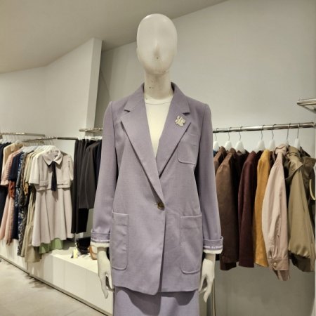 브롯치장식원버튼자켓