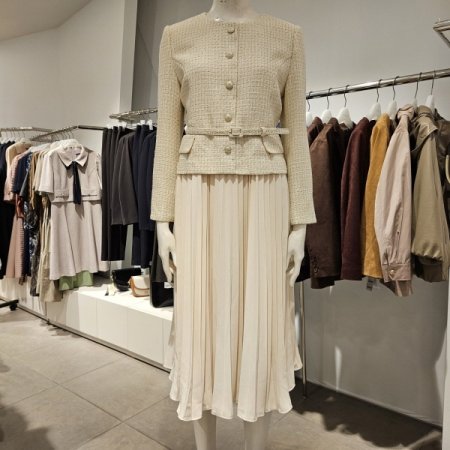 트위드자켓주름배색원피스