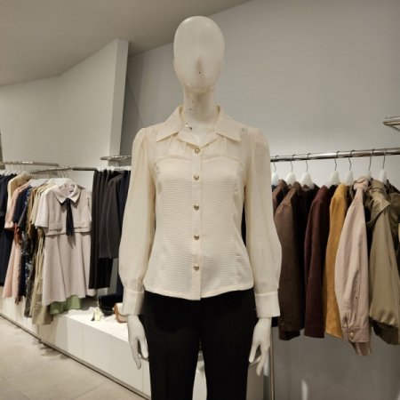 콤비노방블라우스