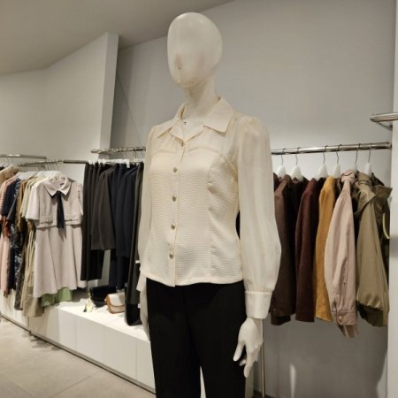 콤비노방블라우스