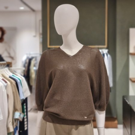 V넥펄사혼방니트