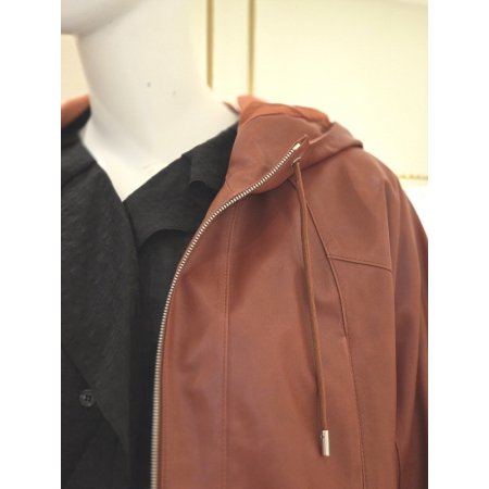 후드 루즈핏 양가죽