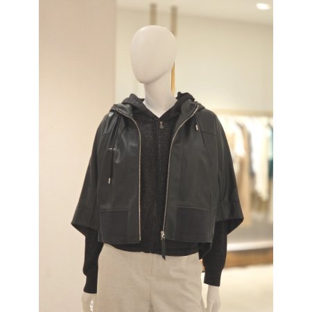 후드 루즈핏 양가죽